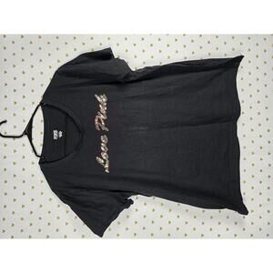 Victorias Secret PINK Gold Sequined Bling Tee shirt LARGE